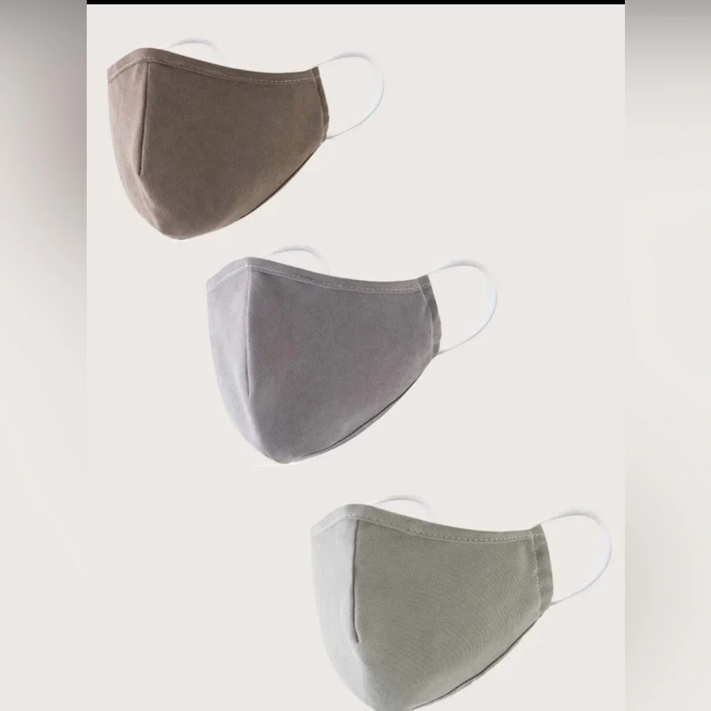 3 Reusable Cloth Face Masks Set Neutral Colors Washable Adult Unisex NEW